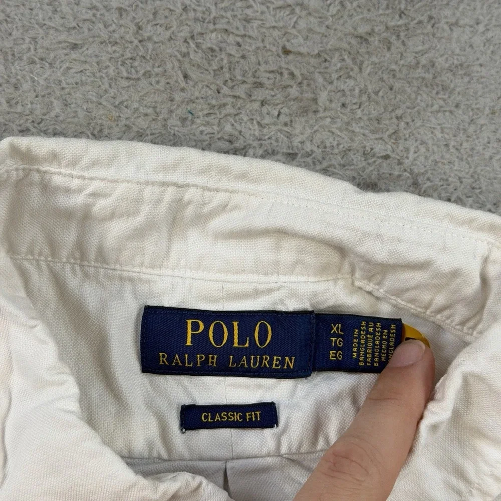 Polo Ralph Lauren Shirt Mens XL White Classic Fit Short Sleeve Button Down Pony